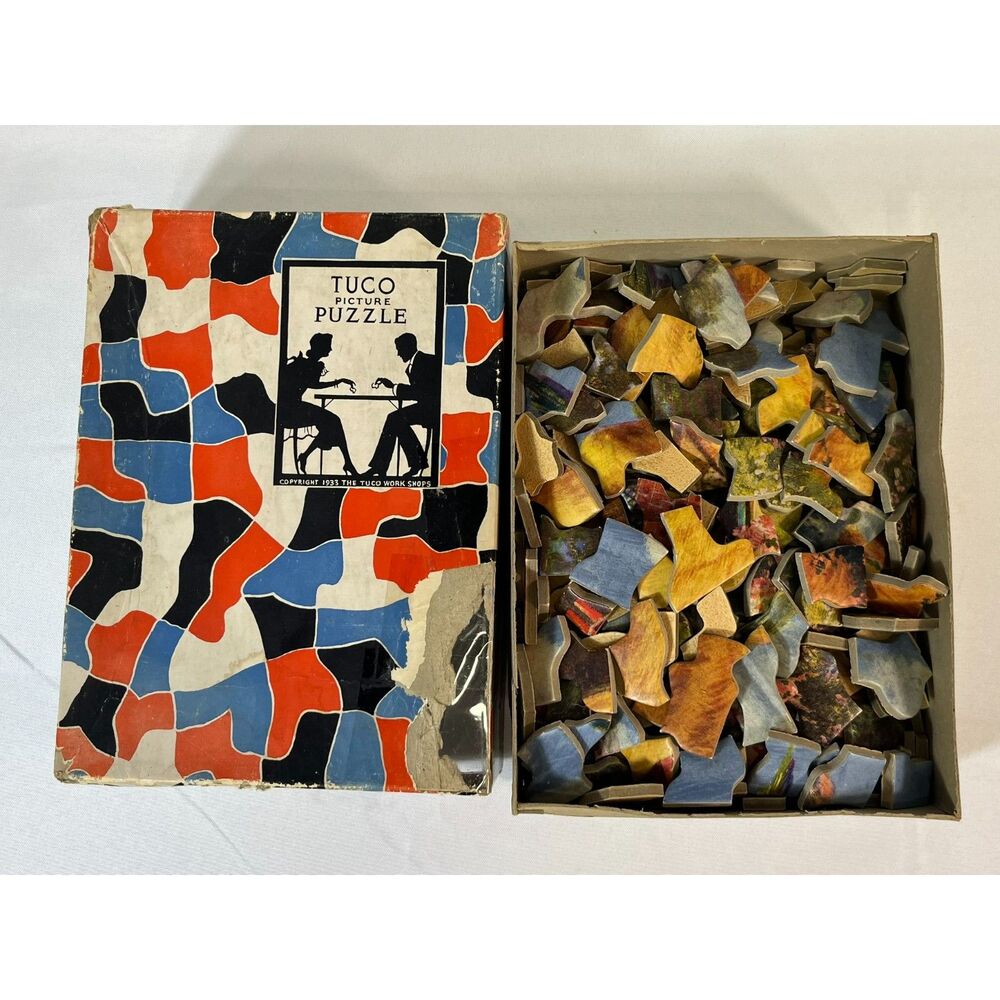 1933 Tuco Picture Puzzle Cottage and Boat INCOMPLETE Cardboard Pieces